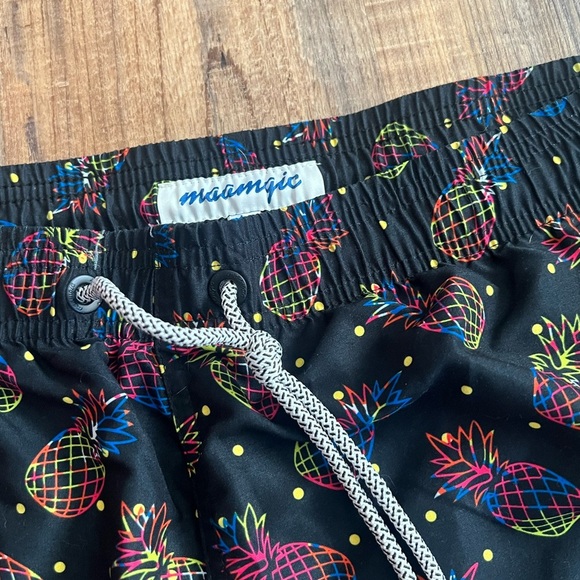 Men's Black Pineapple Swim Trunks - Picture 2 of 4